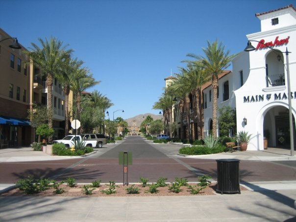 Looking down Verrado's Main Street toward the White Tank Mountains (2007)